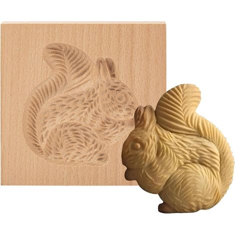 Moules à biscuits 3D en bois pour Halloween, Thanksgiving, Noël, Pâques, emporte-pièces, écureuil+pommes de pin (1/5)