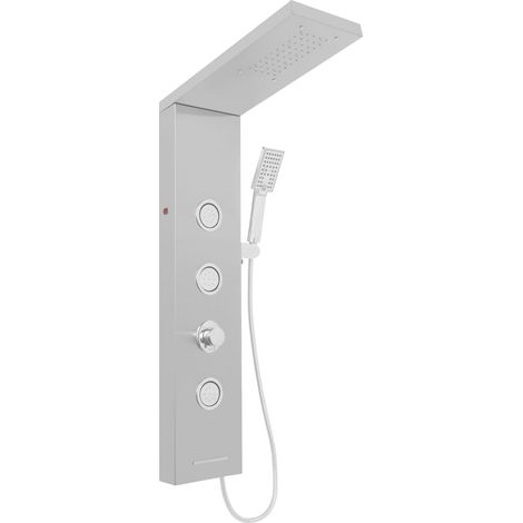 Panneau de douche sans robinetterie avec LED 3 fonctions, colonne de douche, douche à effet pluie, panneaux de douche, panneaux de douche en acier inoxydable brossé, montage mural pour salle de bain (1/5)