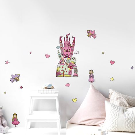 Sticker décoratif, conte de fée château, princesses fées, sticker pour enfant, 68 cm X 24 cm (1/3)