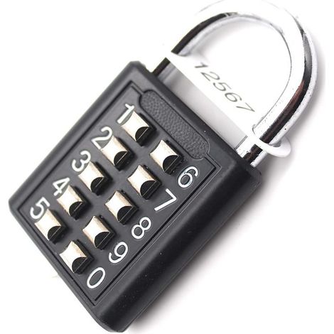 10-Digit Cadenas à combinaison Serrure Combinée, Métal étanche et Fermoir Combiné en acier plaqué - Noir Anti-vol Bouton Cadenas (1/5)