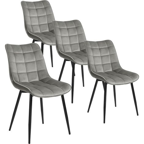 WOLTU dining chairs Set of 4 pcs Kitchen Counter chairs Lounge Leisure Velvet Light Grey (1/5)