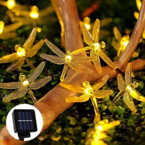 BUNTHAUS Guirlande Lumineuse Extérieure Solaire Noël Guinguette Blanc Chaud 30Led 6,5M Guirlande Lumineuse Libellule Imperméable Lumière (1/5)