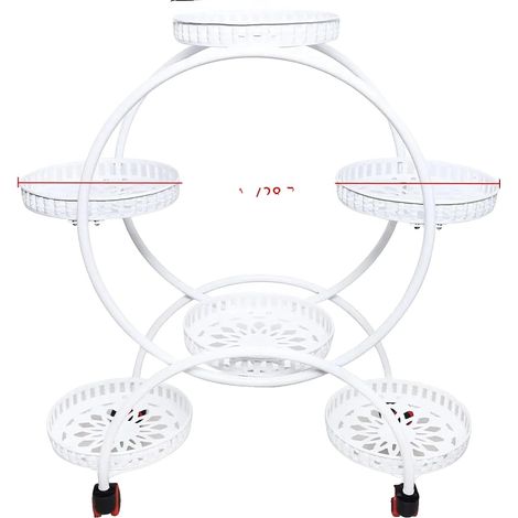 Support de Plantes en Métal, Tient 6 Pots, Design Moderne, BLANC (1/2)