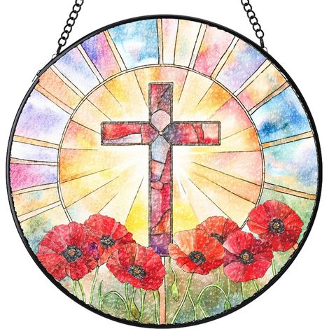 Attrape-soleil vitrail rond à suspendre – Décoration intérieure pour fenêtre et porte, idée cadeau femme homme, Diamètre : 12.5 cm (1/4)