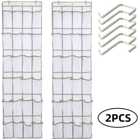 2pcs Over-the-Door Hanging Shoe Organizer, Hanging Storage Bag with 24 Pockets, Hanging Shoe Organizer, Multifunctional Hanging Organizer for Bedroom, Bathroom (1/5)