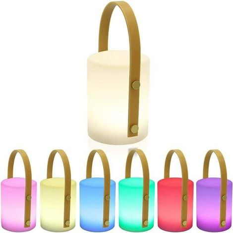 Lampe de table d'extérieur à intensité variable RVB sans fil 8 couleurs Lampe de table portable pour jardin extérieur Salon Terrasse Lanterne d'intérieur A [Classe énergétique A++] (A)[Classe én (1/5)