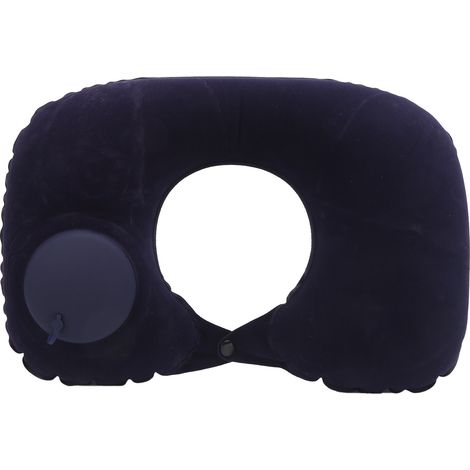 Coussin gonflable en U pour soutien cervical, appui-tête doux et confortable, protection nuque, idéal voiture bureau avion (bleu marine) (1/5)