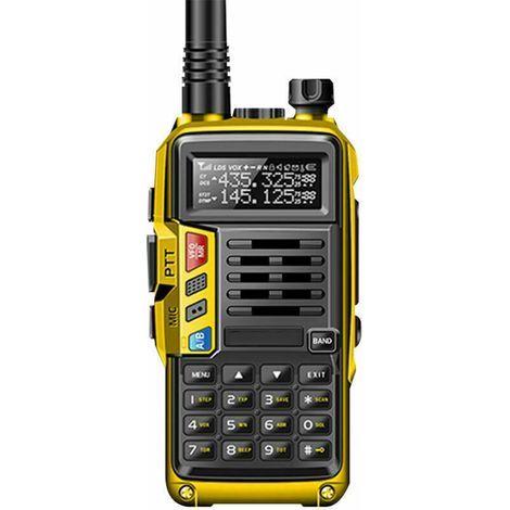Émetteur-récepteur radioamateur portable bi-bande UV-S9 10W avec 2 antennes, portée de 10 km, fonction VOX, 128 canaux, jaune. (1/4)