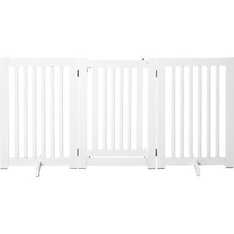 Faltbares und modulares Hundesicherheitsgitter, 155 x 35,5 x 76 cm, weißes MDF, mit integrierter abschließbarer Tür