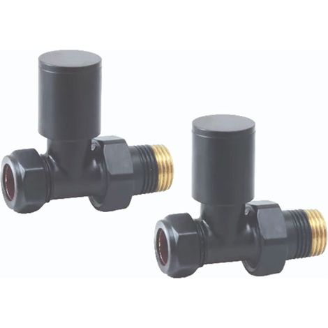 Heatwave Round Basalt Grey Straight Radiator Valves Pair (1/2)