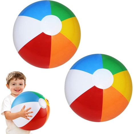 Set of 2 Inflatable Beach Balls, Inflatable Pool Ball, Children's Ball, Large Beach Balloons, Inflatable Water Balls, Pool Toys, Parties (1/5)