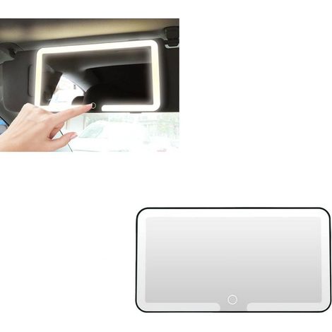 Miroir de maquillage LED rechargeable pour voiture PICKONA, 3 réglages d'éclairage, rétroviseur cosmétique portable avec lumière intégrée, idéal pour les déplacements (1/5)
