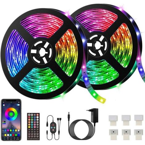Ruban LED - 10 M - Contrôle Bluetooth et Télécommande - 16 Millions de Couleurs - Intérieur - 300 LEDs SMD5050 - Étanche IP65 - 12 V (1/4)