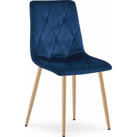 Sedia Libra - velluto blu navy / gambe color legno x 1 (1/3)