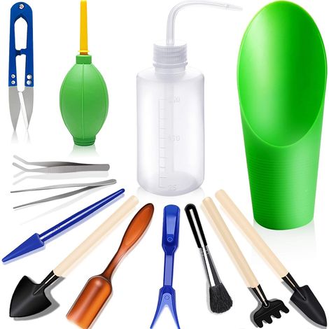 Outils pour succulentes, mini jeu d’outils de jardinage, jeu d’outils de repiquage, kit de soin pour succulentes pour mini-jardinage de plantes succulentes, Multicolore, 13 pièces (1/5)