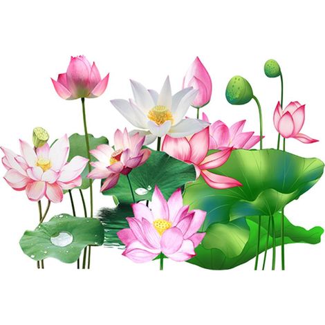 Sticker mural lotus doré, tableau décoratif pour salon ou chambre (Style 2) (1/5)