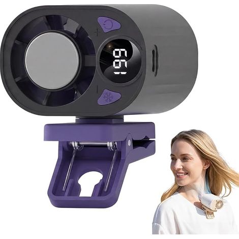 Ventilateur de Voiture à Clipser Portable avec Rotation 360° - Refroidissement jusqu'à 16°C, 199 Vitesses, Écran LED, pour Voiture et Extérieur, Autonomie Triple, Poignée Solide - Noir-KZQ (1/5)