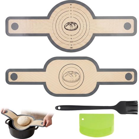 2 Pcs Tapis de Cuisson Pain Silicone Antiadhésif, Backmatte für Dutch Oven (1/5)