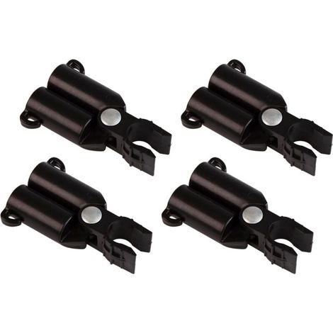 Connecteurs de Tuteurs pour portique en V, Charnière pour Treillis, Support pour Tuteurs de Plantes, Connecteur de Barre Clips, Ø16mm, 4 pièces, Noir (1/4)