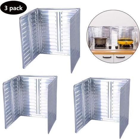 3-teiliges Spritzschutz-Set aus faltbarem Aluminium für Gasherde in der Küche (1/5)