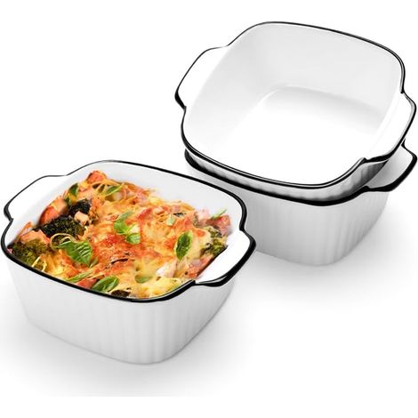 Ceramic Baking Dishes Small Square Baking Dishes Lasagne Dishes with Handles for Air Fryer Oven and Microwave (1/5)