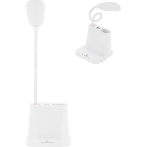 Lampe de bureau multifonction, chargeur USB, porte-stylo, lampe de bureau pour étudiant, lumière blanche et chaude,blanc Femeo (1/4)