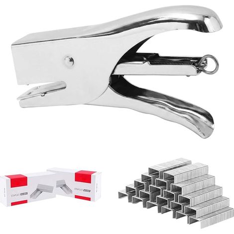 Pince agrafeuse en métal, équipée de 2000 agrafes, agrafeuse de table manuelle, pince agrafeuse au design ergonomique, taille maximale de reliure 20 (1/4)