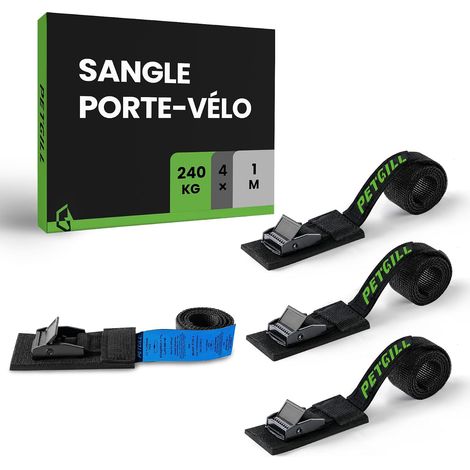 Lot de 4 Sangles d'arrimage avec Rembourrage, conviennent à Tous Les Porte-vélos - Longueur : 100 cm - Largeur : 20 mm - Charge maximale : 240 kg - Boucle de Serrage (1/5)