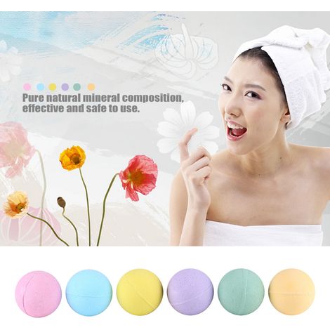 Lot de 6 bombes de bain artisanales aux huiles essentielles pour un bain relaxant et hydratant. (1/4)