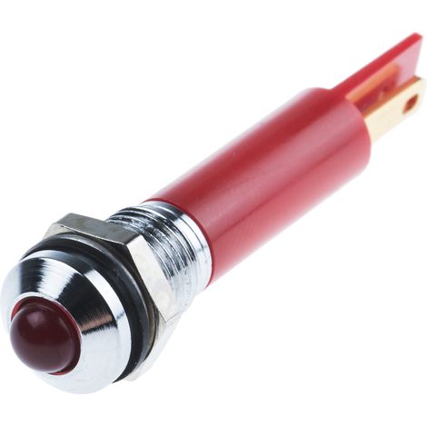 Voyant LED lumineux Rouge RS PRO, dia. 8mm, 12V c.c., IP67 ( Prix pour 1 ) (1/2)