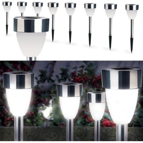 Lampe borne solaire led X8 forme tulipe blanche (1/4)