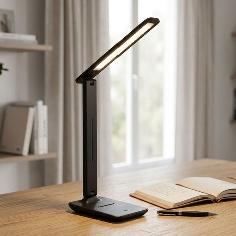 LED Tischlampe Tischleuchte Wohnzimmerlampe Touchdimmer Schwarz H 50 cm (1/5)