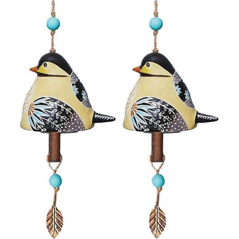 Carillon à vent suspendu « Chant des oiseaux », support pour carillon beige (1/4)