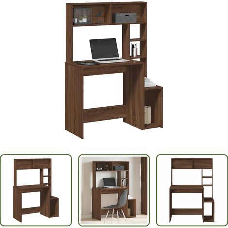 Étagères - Bureau et étagères chêne marron 100x45x140 cm bois d'ingénierie (1/5)