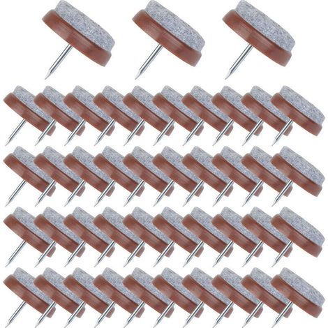 50 Pcs Patin Chaise a Clouer 24mm Tampon Chaise en Feutre pour Protéger Pieds des Meubles Marron