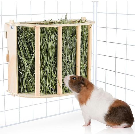 Heuraufe aus Holz, Futtertrog für Kaninchen, Meerschweinchen, Chinchillas und Kleintiere (1/5)
