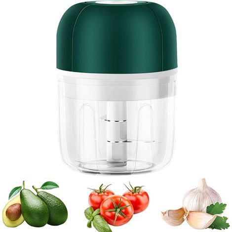 Mini Hachoir Électrique 250ml, Hachoir à Oignon avec 3 lames tranchantes, Mixeur Portable avec chargement USB pour les Légumes, Fruits, Viande, Aliments pour Bébé