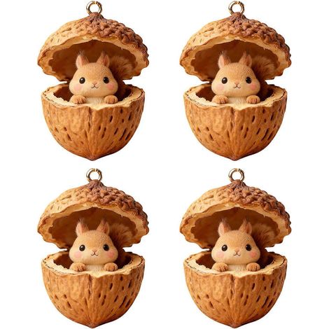 4er-Set Acryl-Tierfiguren in Tannenzapfenform, bruchsicher, für Weihnachtsbaumschmuck, Fahrzeuginnenausstattung, mehrfarbig (1/5)