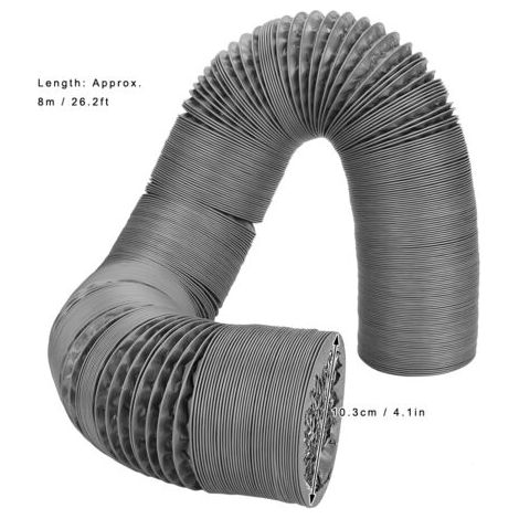Conduit flexible d'évacuation ventilation élastique PVC aluminium doublé 8m Ø10.3cm haute résistance températures -30°C à 140°C pour aspirateur cuisine ventilation centrale système aération (1/5)