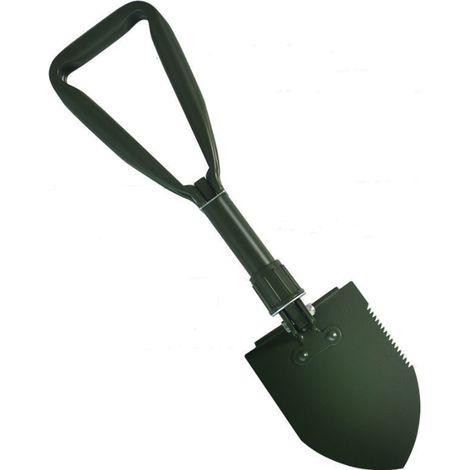 46 cm Klappschaufel, Schneeschaufel, extra stabile, hochfeste Multifunktionsschaufel aus Kohlenstoffstahl mit Tragetasche, grün