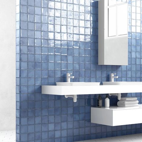 Faïence effet zellige ALTEA 10x10cm Bleu - Brillant - boîte de 0.60 m2