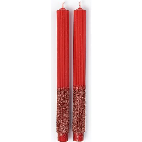 Candela Natalizia con glitter per Interni ed Esterni h 26.5 cm, confezione da 2 pezzi -Bianco (1/5)