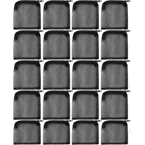 20 PCS Sacs Filtrants Pour Aquarium 10×10 cm Noirs, Petits Sacs en Filet Réutilisables avec Fermeture Éclair, Matériau Filtrant Pour Aquarium pour Charbon Actif, Anneaux Céramique et Autres Médias (1/5)