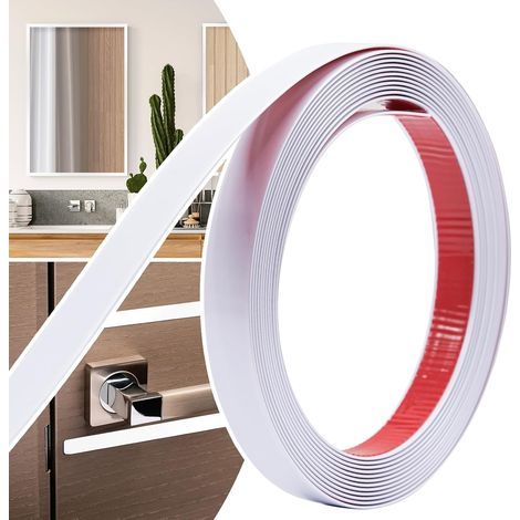 Bordure décorative, bande de décoration auto-adhésive pour portes, fenêtres, miroirs flexibles,armoires, et bordures(Blanc,2cm x 6m) (1/5)