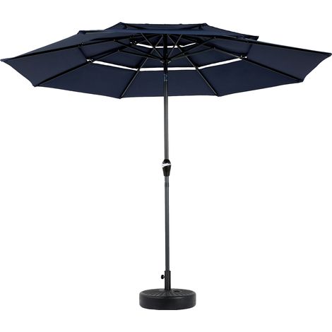 Ombrellone da patio a 3 livelli con inclinazione automatica 3 m blu marino senza base (1/5)