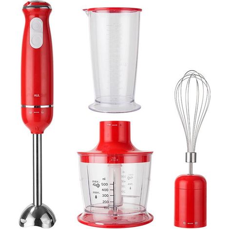 Mixeur plongeant Bosch ErgoMixx - Système de coupe Flowblend/Fonction Turbo - 1 pièce - Pour une utilisation quotidienne en cuisine (Rouge) (1/5)