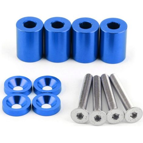 Kit de rehausseurs de capot en alliage d'aluminium, entretoises et vis de fixation pour aérations de capot, pièces modifiées pour voiture de course, CarBlue Crezuo (1/5)