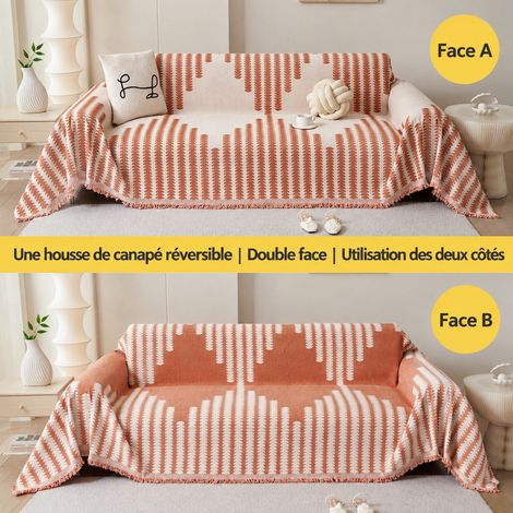 Housse jeté de canapé chenille Orange Souvenir 180130cm adapté aux petits fauteuils 1 place antidérapant anti-griffures 50 × 30 × 8 cm 900 g – Livraison gratuite (1/5)