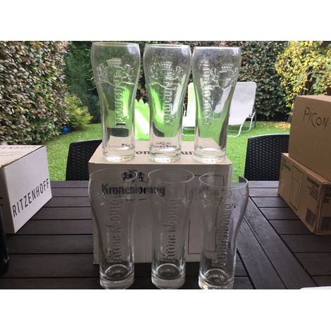 Lot de 6 grands verres Kronenbourg - 50 cl - Verres de bière officiels