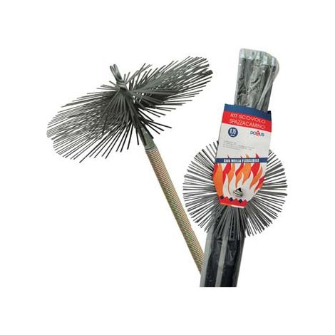 SCOVOLO ACCIAIO KIT PULIZIA CAMINO + MOLLA DOMUS - MM 250 H.MT 8,40- 1 confezioni
